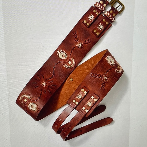 Free People Stuck in a Moment Double Buckle Embroidered Belt - Picture 3 of 3